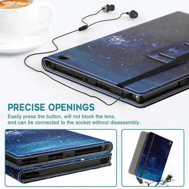 Alt view image 5 of 5 - VORI Case for All-New Amazon Kindle Fire HD 10 Tablet and Fire HD 10 Plus (13th/11th Generation 2023/2021 Release) 10.1" - Slim Folding Stand Folio Cover with Auto Wake/Sleep & Hand Strap, Galaxy