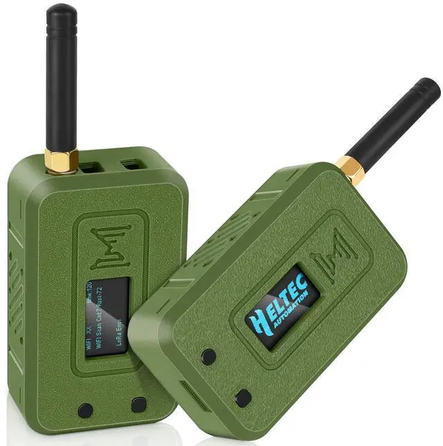 Main image of 2 Set ESP32 LoRa V3 Module Board with 915 MHz Antenna + 3000mAh Battery + Case - Integrated WiFi Blue Tooth SX1262 CP2102 0.96 OLED Display Type C for Ar duino Lora Meshtastic IoT (N35, Green)