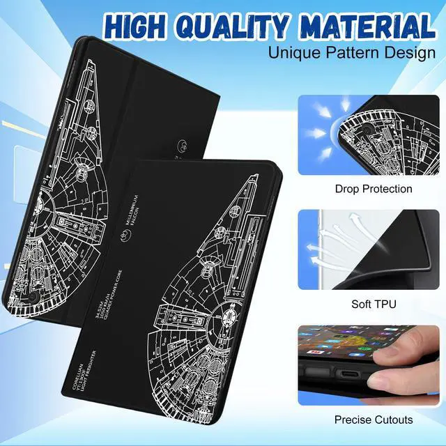 Alt view image 3 of 5 - Wazzasoft for Amazon Kindle Fire HD 8/8 Plus Tablet Case 10th/12th Generation for Women Girls Kids Boys Men Folio Cover Cute Fashion Design Black Unique Cool Teens Cases for Kindle Fire Case 8 Inch