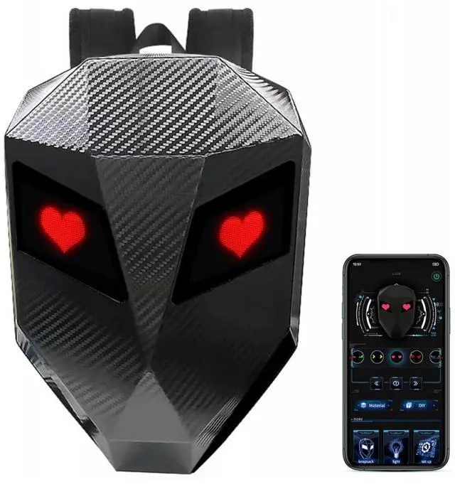 Main image of Oreilet Motorcycle LED Backpack, LED Knight Backpack with Programmable Screen, Hard Shell Laptop Riding Backpack DIY Helmet Bag for Travel Camping Cycling Carbon Fiber