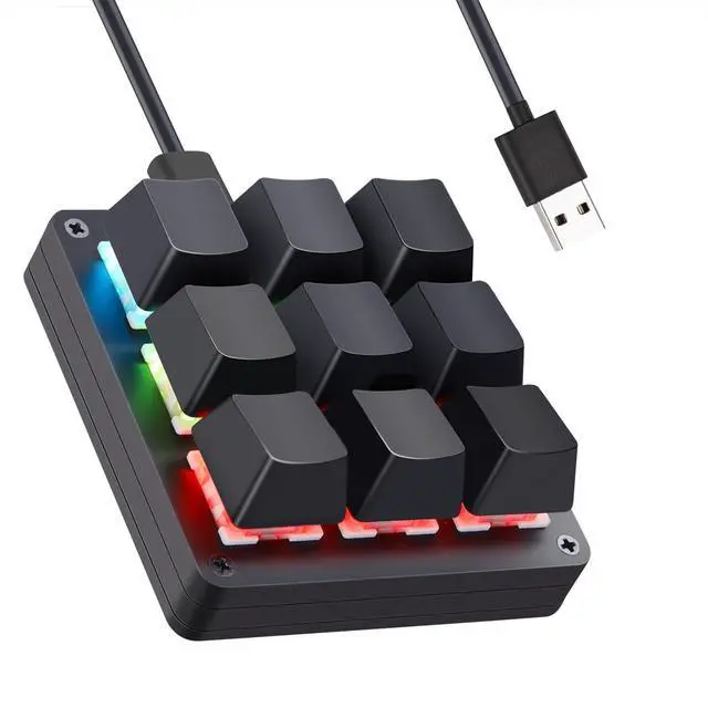 Main image of Koolertron One Handed Macro Mechanical Keyboard,Blue LED Backlit Portable Mini One-Handed Mechanical Gaming Keypad OSU! Keyboard 9 Fully Programmable Keys (9 Keys/Black/Pink LED)