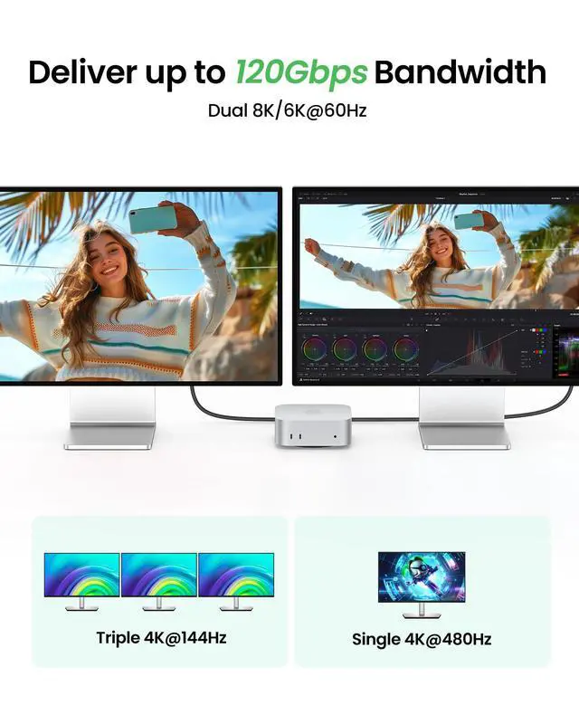 Alt view image 3 of 5 - Fitee Thunderbolt 5 Cable 6FT Compatible, 80Gbps USB C Data Transfer Cable, 240W Charging, 120Gbps Video Bandwidth, 16K/Dual 8K, Braided USB C Video Cables for Monitor, MacBook Pro, Mac mini, PSSD