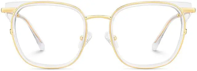 Main image of Zeelool Glasses Frame for Women, Square Crystal Gold Eyeglasses Eyewear Frame with Clear Lens and Metal Hinges Cameron ZJGX922152-01
