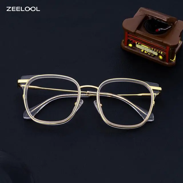 Alt view image 2 of 5 - Zeelool Glasses Frame for Women, Square Crystal Gold Eyeglasses Eyewear Frame with Clear Lens and Metal Hinges Cameron ZJGX922152-01