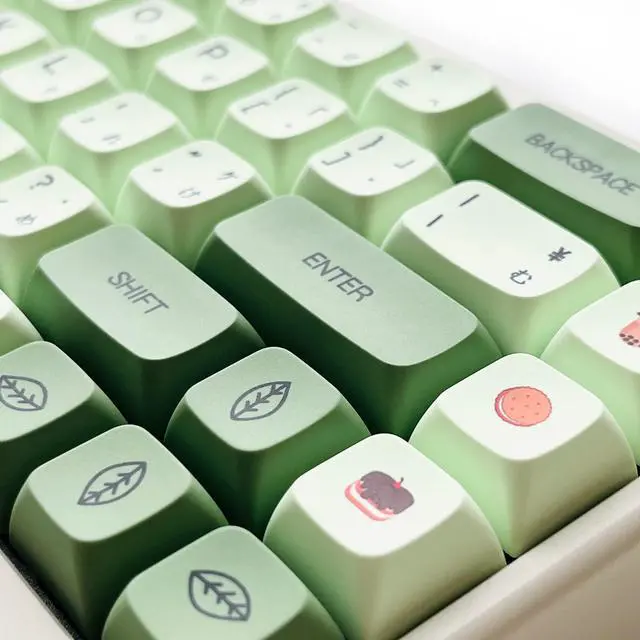 Alt view image 3 of 5 - XDK Custom Keycaps 124 Keys(PBT XDA Dye-Sub) Cute Matcha Green Japanese Keycaps Set for 60% 65% 100% Mechanical Keyboard