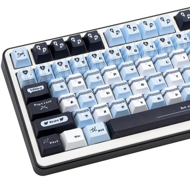 Main image of TIMSEKER Black and Blue Keyboard Keycap Set, Custom Cherry Profile PBT Keycap for 61/64/68/75/84/87/104/108 ANSI Layout Cherry MX Switches Mechanical Keyboard (148 Keys)