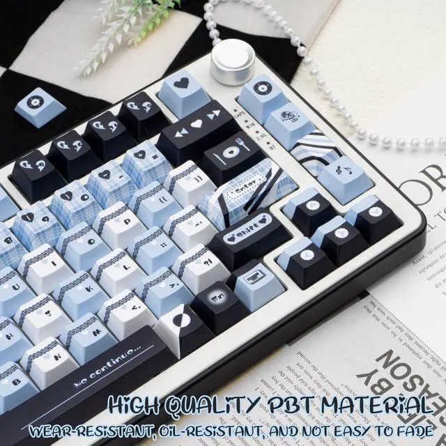 Alt view image 3 of 5 - TIMSEKER Black and Blue Keyboard Keycap Set, Custom Cherry Profile PBT Keycap for 61/64/68/75/84/87/104/108 ANSI Layout Cherry MX Switches Mechanical Keyboard (148 Keys)