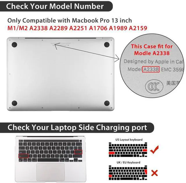 Alt view image 2 of 5 - HOHAIYOO Compatible with MacBook Pro 13 inch Case M2 2023 2022 2021-2016 A2338 M1 A2251 A2289 A2159 A1989 A1706, Plastic Hard Shell Case&Keyboard Cover&Screen Protector&Webcam Cover, Smile