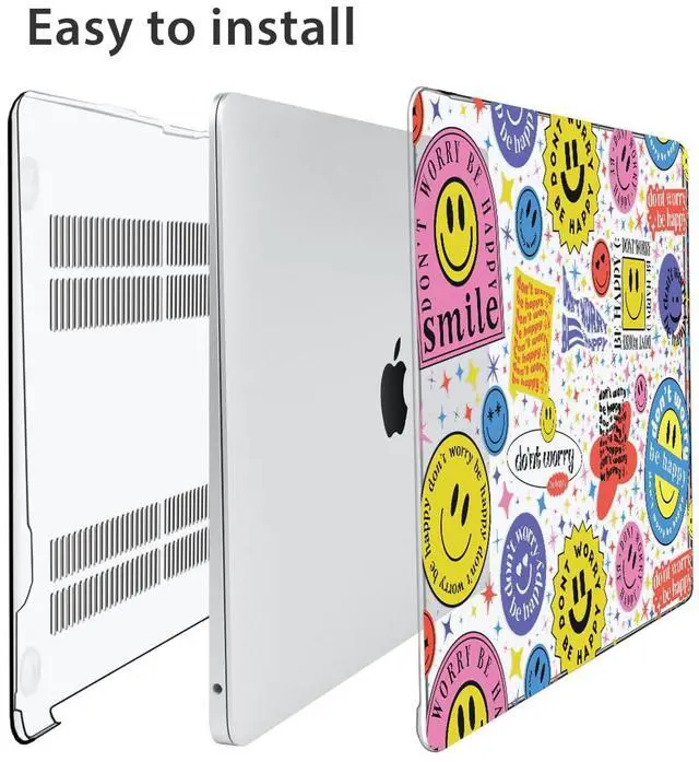Alt view image 5 of 5 - HOHAIYOO Compatible with MacBook Pro 13 inch Case M2 2023 2022 2021-2016 A2338 M1 A2251 A2289 A2159 A1989 A1706, Plastic Hard Shell Case&Keyboard Cover&Screen Protector&Webcam Cover, Smile