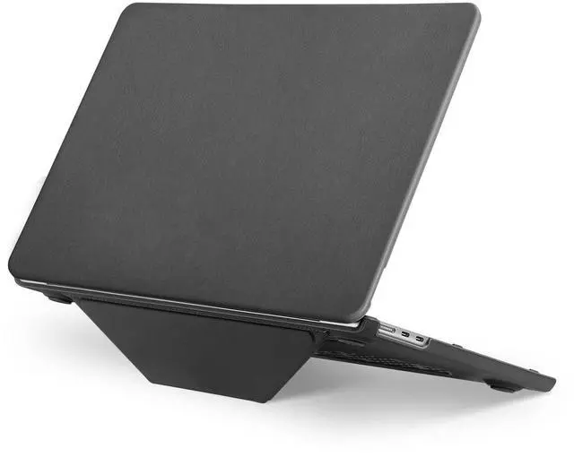 Main image of MOSISO Compatible with MacBook Air 15 inch Case 2025 2024 2023 Release M4 A3241 M3 A3114 M2 A2941 Liquid Retina Display&Touch ID, PU Leather Coated Plastic Hard Shell Case with Fold Kickstand, Gray