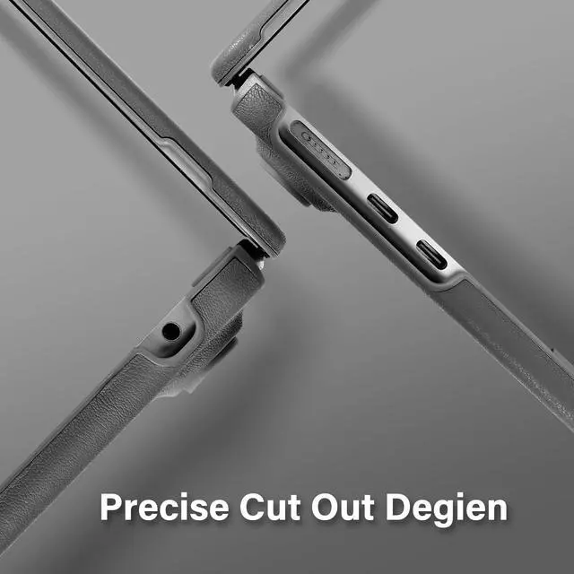 Alt view image 4 of 5 - MOSISO Compatible with MacBook Air 15 inch Case 2025 2024 2023 Release M4 A3241 M3 A3114 M2 A2941 Liquid Retina Display&Touch ID, PU Leather Coated Plastic Hard Shell Case with Fold Kickstand, Gray