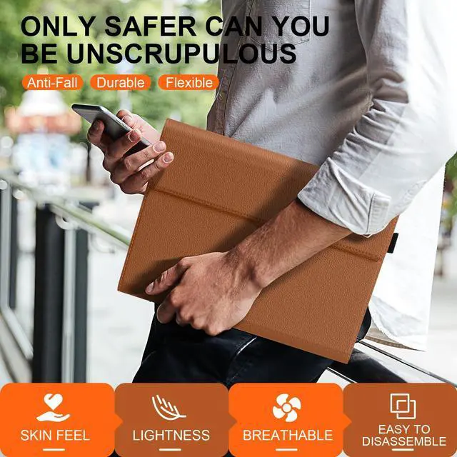 Alt view image 5 of 5 - XFYKJIN for Pro 9/10/11 Case 13 inch 2022/2024 Leather Cover Protective Shell Compatible with Type Cover Keyboard and Pencil Holder.Brown