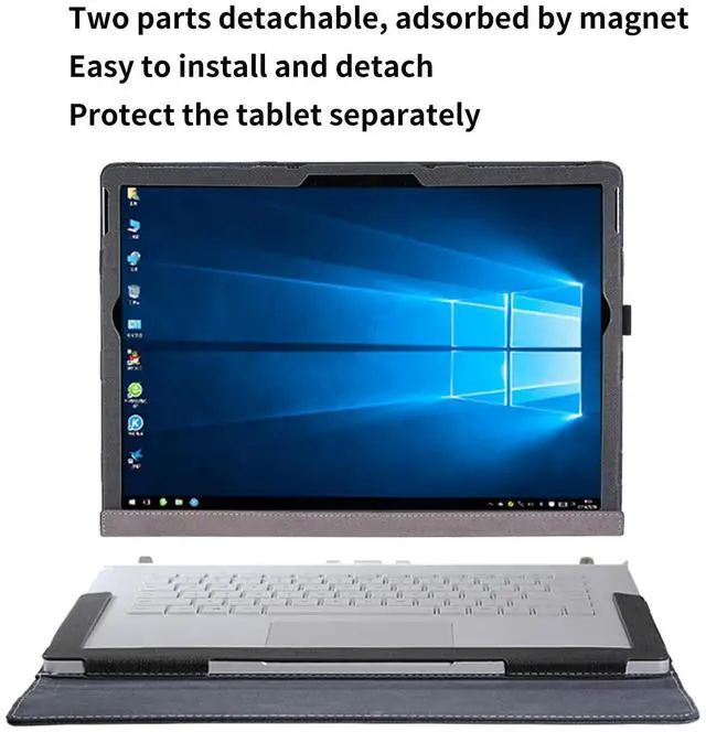 Alt view image 3 of 5 - Case for Microsoft Surface Book 3 2 1 13.5 inch Laptop Detachable PC Cover Notebook Sleeve Computer Bag with Stylus Holder (Grey, 15)