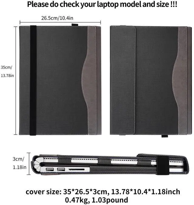 Alt view image 4 of 5 - Case for Microsoft Surface Book 3 2 1 13.5 inch Laptop Detachable PC Cover Notebook Sleeve Computer Bag with Stylus Holder (Grey, 15)