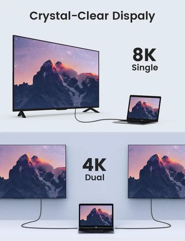 Alt view image 3 of 5 - jiasnmo Thunderbolt 4 Cable, 6.6FT USB4 Certified USB-C to USB C Cable - 8K Display/40Gbps/240W Charging Cord for iPhone 16, MacBook, Monitor, Hub, Docking Station