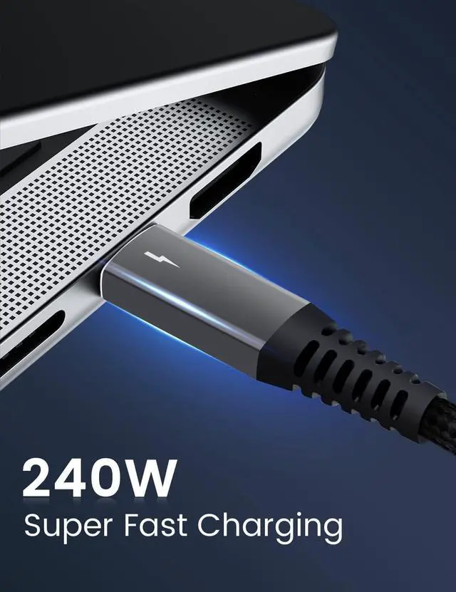 Alt view image 5 of 5 - jiasnmo Thunderbolt 4 Cable, 6.6FT USB4 Certified USB-C to USB C Cable - 8K Display/40Gbps/240W Charging Cord for iPhone 16, MacBook, Monitor, Hub, Docking Station