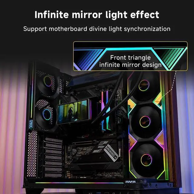 Alt view image 5 of 5 - Jungle Leopard PF 360 CPU Water AIO Cooler Liquid Cooling|5.5-inch LCD Magnetic Screen|360mm ARGB Infinity Mirror 2000RPM PWM Fan|Lower Noise 30DBA|for Intel LGA1851/1700/1200/115X AMD AM4/AM5-Black