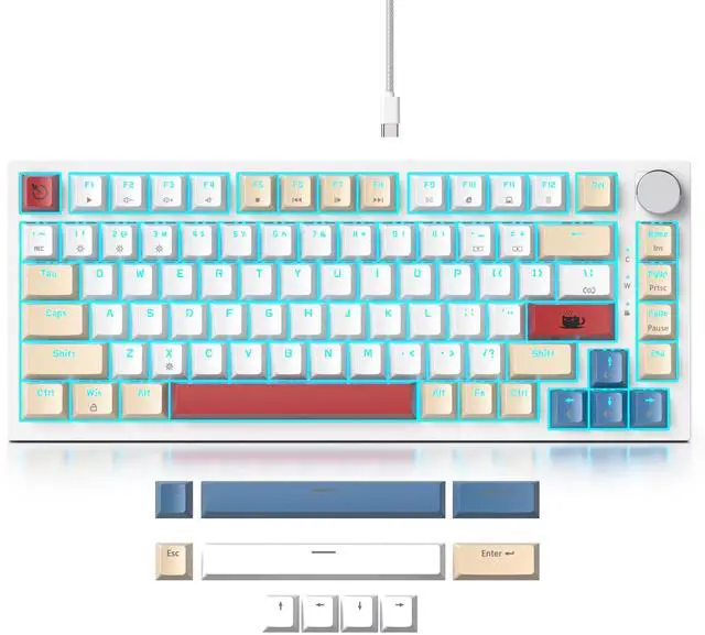 Main image of Fogruaden Wired 75% Percent TKL Mechanical Gaming Keyboard, Hot Swappable, Gasket Mount, Creamy Linear Red Switch, RGB Backlit, Sound Absorbing Pads, NKRO, Compact, Custom Keyboard