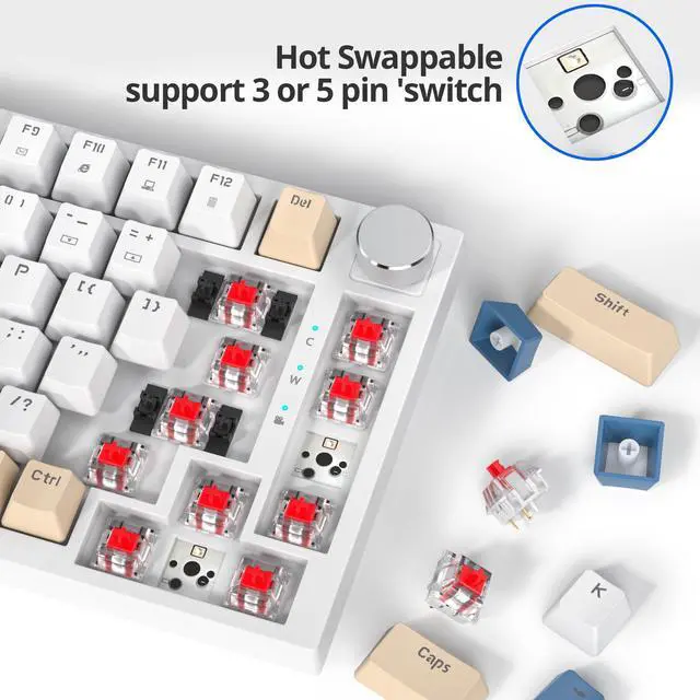 Alt view image 3 of 5 - Fogruaden Wired 75% Percent TKL Mechanical Gaming Keyboard, Hot Swappable, Gasket Mount, Creamy Linear Red Switch, RGB Backlit, Sound Absorbing Pads, NKRO, Compact, Custom Keyboard