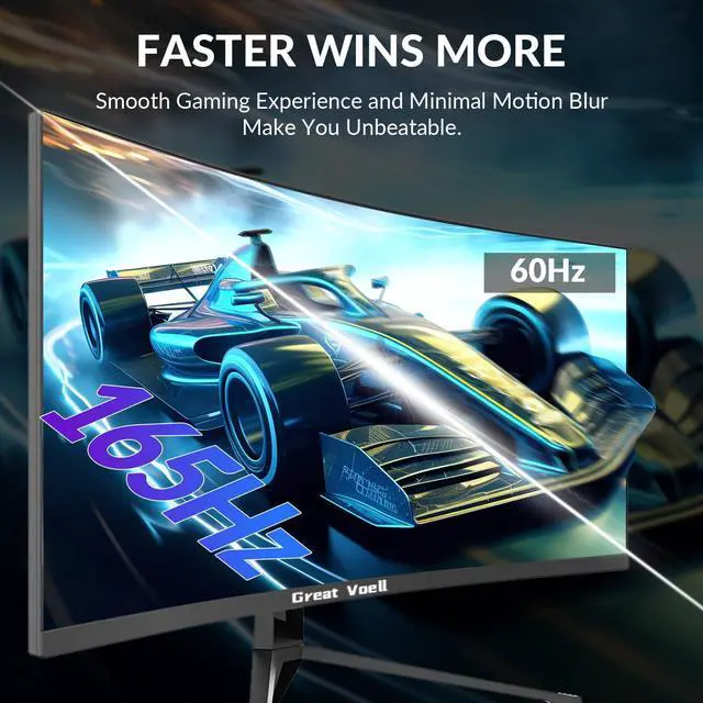 Alt view image 3 of 5 - Great voell 34 Inch Curved Gaming Monitor, UWQHD 3440x1440, 165Hz 1ms, Ultrawide 1500R, FreeSync, HDR, 99% sRGB, HDMI 2.0/DP 1.4, Eye Care, VESA Mountable, Tilt Adjustable