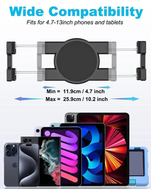 Alt view image 2 of 5 - Phichy Adjustable Car CD Slot Mount for 4.7"-13" Phone & iPad - 360 Rotation CD Player Holder for Car Tablet Stand, Compatible with iPad Pro/Air/Mini, Galaxy Tabs, iPhone