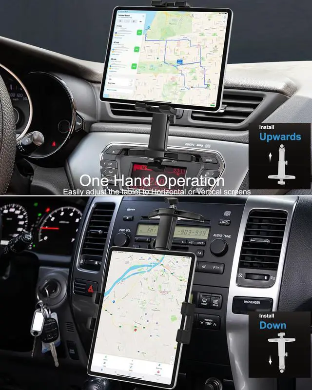 Alt view image 3 of 5 - Phichy Adjustable Car CD Slot Mount for 4.7"-13" Phone & iPad - 360 Rotation CD Player Holder for Car Tablet Stand, Compatible with iPad Pro/Air/Mini, Galaxy Tabs, iPhone