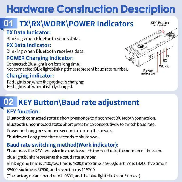 Alt view image 5 of 5 - PDDAXLQUE RS232 to Bluetooth Serial Adapter CP26 - Industrial Wired to Wireless Converter for PC (CP26 for PC)