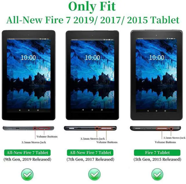 Alt view image 2 of 5 - for Fire 7 Tablet Case (9th/7th/5th Generation2019/2017/2015 Release), Slim Multi-Angles Auto Wake/Sleep Folio Stand Cover Case for Amazon Kindle Fire 7 inch-Purple Butterfly