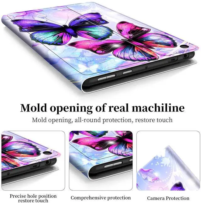 Alt view image 5 of 5 - for Fire 7 Tablet Case (9th/7th/5th Generation2019/2017/2015 Release), Slim Multi-Angles Auto Wake/Sleep Folio Stand Cover Case for Amazon Kindle Fire 7 inch-Purple Butterfly