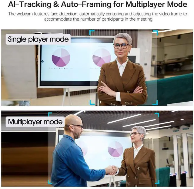 Alt view image 3 of 5 - Galyimage 2K Webcam for pc with AI,Web Camera/8X Digital Zoom Computer Camera with USB 3.0/HDR/Dual Noise-Cancelling MicsZoom/Teams/Skype/Facetime/Meeting