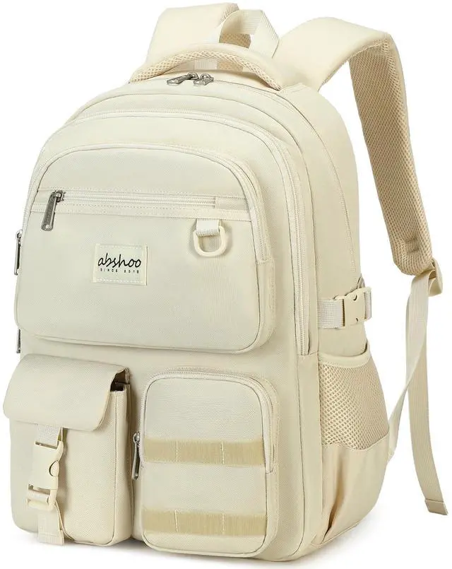 Alt view image 2 of 5 - abshoo Large Heavy Duty Girls Backpack For School College Bookbag Casual Multi Pocket Travel Backpacks for Women (Beige)