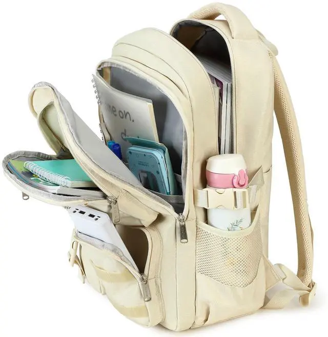 Alt view image 5 of 5 - abshoo Large Heavy Duty Girls Backpack For School College Bookbag Casual Multi Pocket Travel Backpacks for Women (Beige)