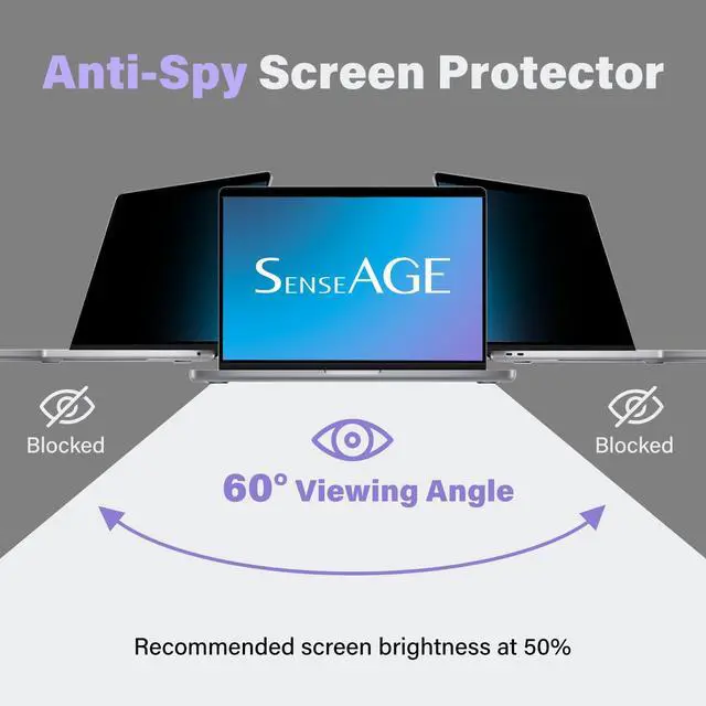 Alt view image 2 of 5 - SenseAGE Magnetic Privacy Screen Filter for MacBook Air 13 Inch (2018-2021), Pro (2016-2022, M1, M2), Easy On/Off, Anti-Blue Light Privacy Screen Protector, Compatible with MacBook 13.3" Air Pro