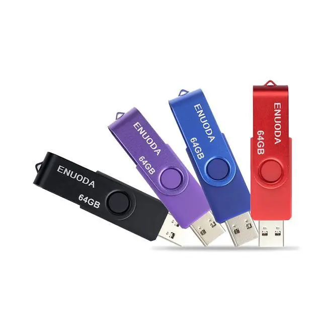 Alt view image 2 of 5 - ENUODA 4 Pack USB Flash Drive 64GB for Data Storage and 10 Pack Colorful Nylon Hand Wrist Strap Lanyard String for Thumb Drive, Keyrings, Keychains for Everybody