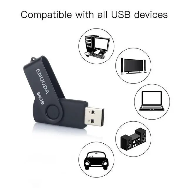 Alt view image 4 of 5 - ENUODA 4 Pack USB Flash Drive 64GB for Data Storage and 10 Pack Colorful Nylon Hand Wrist Strap Lanyard String for Thumb Drive, Keyrings, Keychains for Everybody