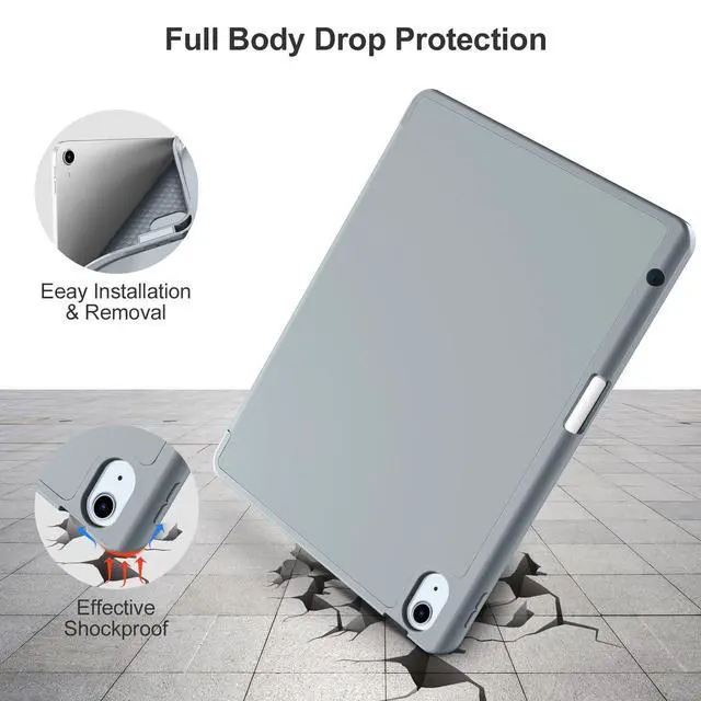 Alt view image 4 of 5 - Akkerds Compatible with iPad Air 11 Inch Case 7th/6th Generation (M3/M2) 2025/2024, for iPad Air 5th/4th Generation Case 10.9 Inch 2022/2020 with Pencil Holder[Auto Sleep/Wake], Darkgrey