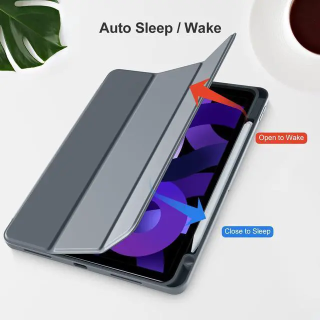Alt view image 5 of 5 - Akkerds Compatible with iPad Air 11 Inch Case 7th/6th Generation (M3/M2) 2025/2024, for iPad Air 5th/4th Generation Case 10.9 Inch 2022/2020 with Pencil Holder[Auto Sleep/Wake], Darkgrey