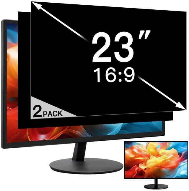 Main image of 2 Pack 23 Inch Privacy Screen for Computer Monitor 16:9 Aspect Ratio, Eye Protection Anti Glare Computer Screen Cover, Removable Anti-Scratch Computer Screen Privacy Shield for 23'' Widescreen Monitor