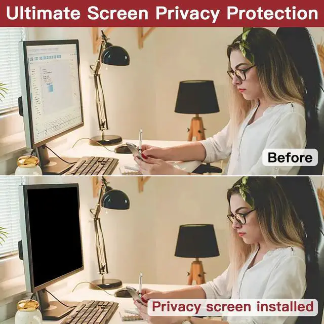 Alt view image 5 of 5 - 2 Pack 23 Inch Privacy Screen for Computer Monitor 16:9 Aspect Ratio, Eye Protection Anti Glare Computer Screen Cover, Removable Anti-Scratch Computer Screen Privacy Shield for 23'' Widescreen Monitor