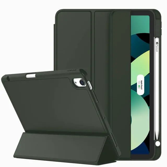 Main image of ZryXal iPad Air 11 Inch Case M3 2025 / M2 2024, iPad Air Case 5th Generation/4th Generation 2022/2020 10.9 Inch [Support Touch ID and Auto Wake/Sleep](Dark Green)
