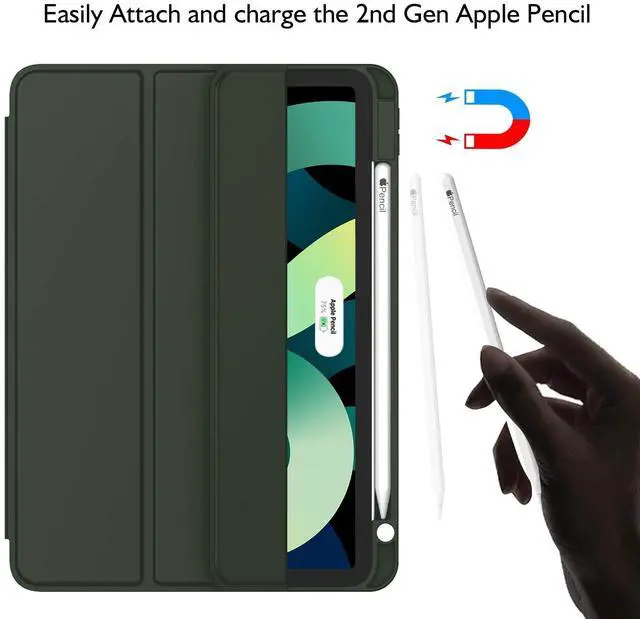 Alt view image 2 of 5 - ZryXal iPad Air 11 Inch Case M3 2025 / M2 2024, iPad Air Case 5th Generation/4th Generation 2022/2020 10.9 Inch [Support Touch ID and Auto Wake/Sleep](Dark Green)