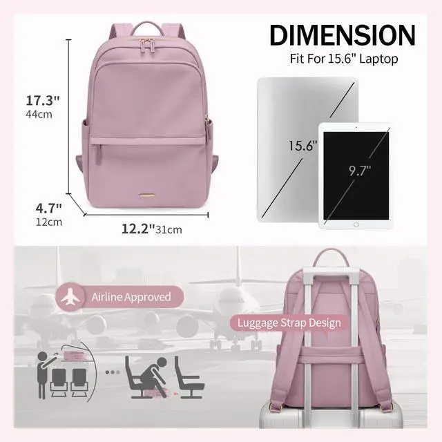 Alt view image 5 of 5 - GOLF SUPAGS Women Laptop Backpack Casual Daypack for Work Travel College Backpack Purse Fits 15.6 Inch Notebook (Pinkish Purple)