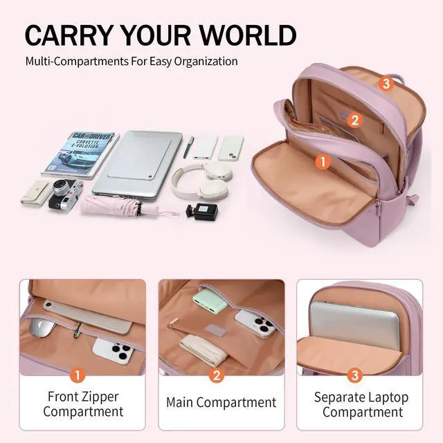 Alt view image 2 of 5 - GOLF SUPAGS Women Laptop Backpack Casual Daypack for Work Travel College Backpack Purse Fits 15.6 Inch Notebook (Pinkish Purple)