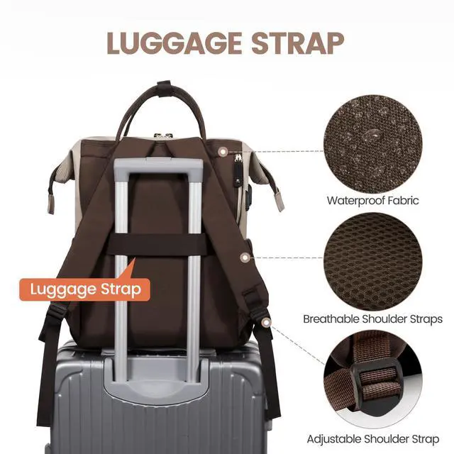 Alt view image 4 of 5 - LOVEVOOK Laptop Backpack for Women, 15.6 Inch Work Business Backpacks Purse With Large Capacity, Waterproof Nurse Bag College Bookbag for School, Waterproof Casual Daypack for Travel