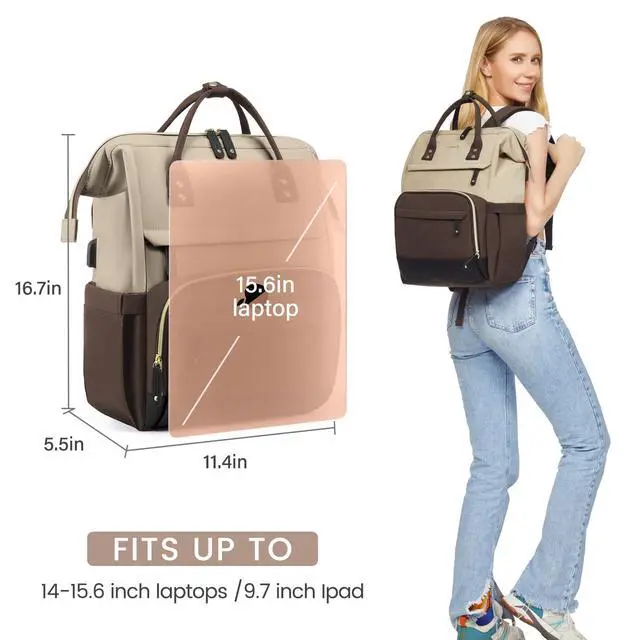 Alt view image 5 of 5 - LOVEVOOK Laptop Backpack for Women, 15.6 Inch Work Business Backpacks Purse With Large Capacity, Waterproof Nurse Bag College Bookbag for School, Waterproof Casual Daypack for Travel