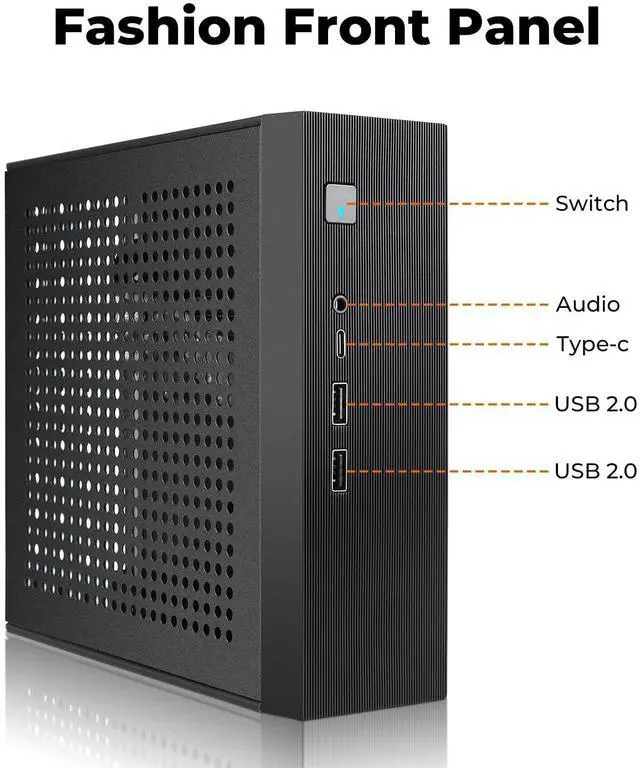 Alt view image 2 of 5 - Mini ITX HTPC Case,SFF Small Form Factor Mini-Tower PC Case 0.6mm SPCC Computer Chassis Vented Panels Support Mini-ITX Motherboard(170x170mm) with USB-C Audio for Desktop PC Wall-Mounted
