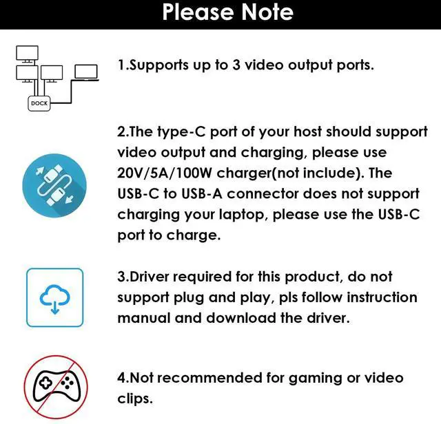 Alt view image 4 of 5 - USB C to HDMI Adapter, WAVLINK Triple Monitors Adapter for M1/M2/M3/M4 macOS Systems. Type-C&A Hosts, 100W PD in, 3 HDMI 2 DP Available, Triple 4K@60Hz, SMI Driver Required