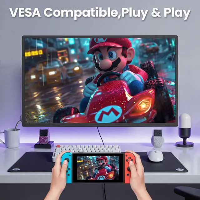 Alt view image 5 of 5 - 2K 180Hz Portable Monitor,23.8" 2560x1440 QHD 120% SRGB IPS FreeSync Gaming Moniter USB-C HDMI Large Work Home Office Second Monitor VESA Mountable, Adjustable Tilt & Height for Laptop, PS4,Xbox