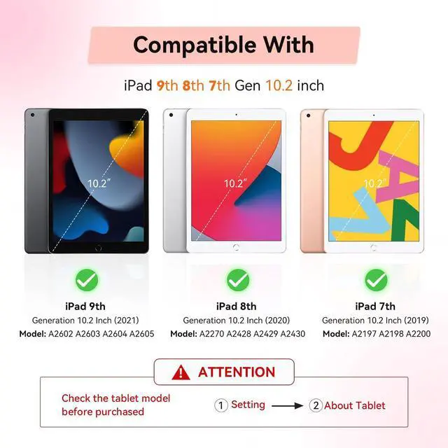 Alt view image 2 of 5 - for iPad 9th Generation Case with Screen Protector, Butterfly Kickstand, Shoulder Strap, Pencil Holder Rugged Girls Cover for iPad 9th 8th 7th Gen 2021 2020 2019 10.2 inch, Pink