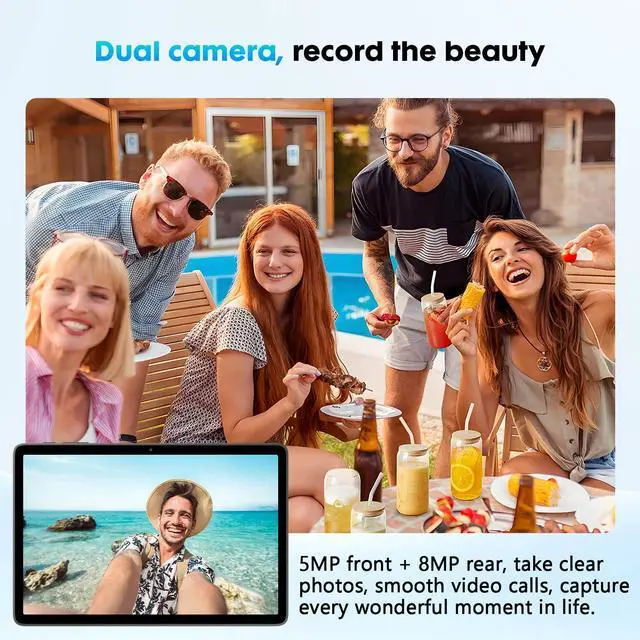 Alt view image 5 of 5 - Aobante 10 Inch Tablet, Android 15 with 24GB RAM + 128GB ROM (1TB Expandable), Octa-Core, 1280x800 IPS HD Touchscreen, 5MP+8MP Dual Camera, 6000mAh, Tablet with Keyboard, Mouse, Widevine L1(Blue)